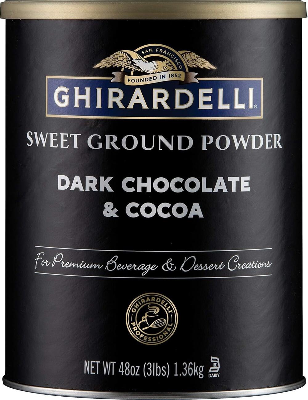 Ghirardelli Dark Chocolate &Cocoa Sweet Ground Powder for Beverages Desserts 3LB